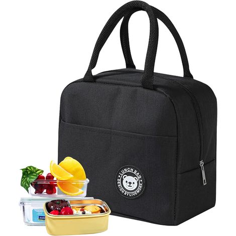 Petite Glaciere, Lunch Box Isotherme, Mini Sac Isotherme Repas, Panier Repas Imperméable Glaciere Souple Isotherme avec Feuille D'aluminium pour Femmes Hommes Enfants Bebe (Noir) (1/5)