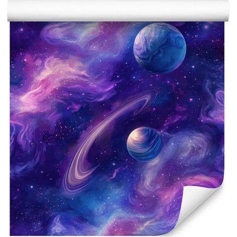 Papel pintado Galaxia en acuarela en violeta, azul y azul marino 50x1000 cm (1/5)