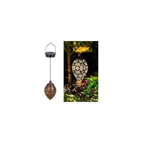 Litzee – Wasserdichte, dekorative Solarlaterne aus metallischem Kunststoff – Warmweißes Licht – 470 x 110 x 110 mm – 180° Abstrahlwinkel – Crezuo