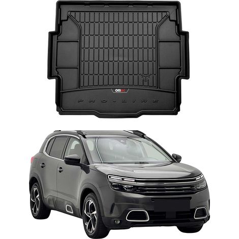 Tapis de Coffre 3D TPE Premium Compatible avec Citroen C5 Aircross 2018 à 2023, Bac de Protection de Coffre Intérieur antidérapant Revêtement de Coffre pour Voiture Noir