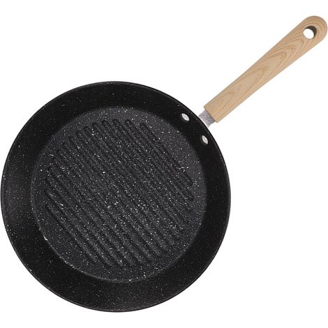 Poêle ronde universelle antiadhésive à fond plat en fonte, idéale pour la viande, les steaks, le poisson et le petit-déjeuner. (1/5)