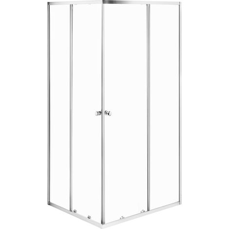 Cabina de ducha cuadrada de vidrio templado con puerta 90 x 90 x 190 cm plateado Huapi (1/5)