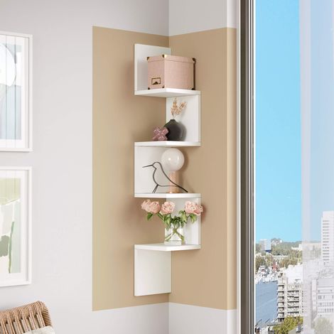 Scaffale da Parete Rebecca Mobili Balang 117x22x22 Truciolato Bianco Moderno (1/3)