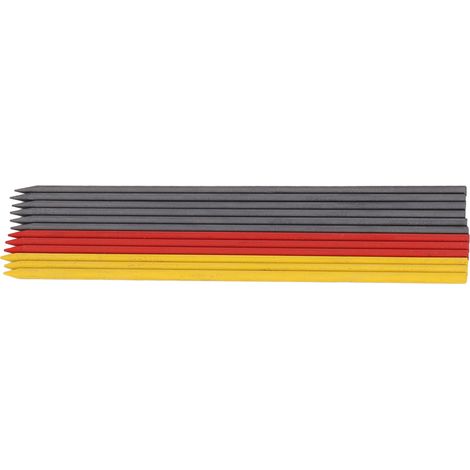 12 Recharges de Mines de Crayon Charpentier 2.8mm en Noir, Rouge, Jaune pour Crayons Mécaniques à Trou Profond (1/5)