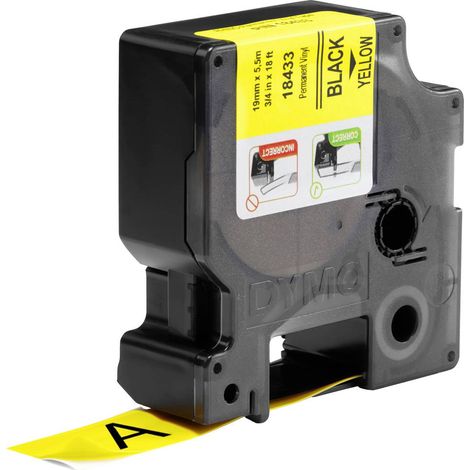DYMO IND RHINO 18433 Vinile Colore Nastro: Giallo Colore carattere:Nero 19 mm 5.5 m