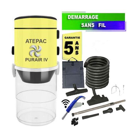 Aspirateur central type ALDES, ATEPAC PURAIR IV garantie 5 ans (jusqu’à 400 m²) + set accessoires - Garantie 5 ans (1/5)