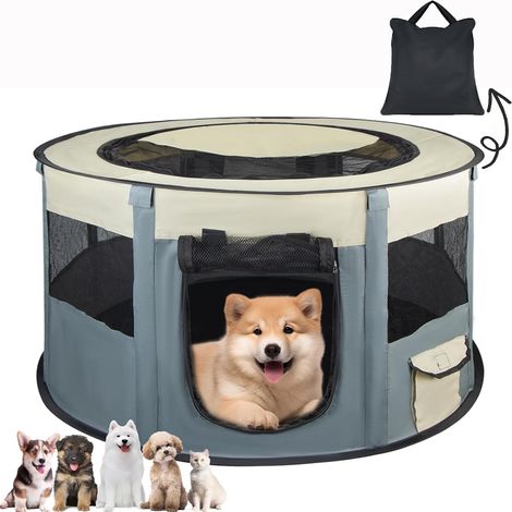 Parc Chien, Pliable 72 x 40cm Parc pour Chien Interieur et Extérieure, Parc a Chiots en Tissu Oxford Imperméable, Portable Parc pour Petits Animaux, Chats, Chiens, Lapins (1/5)