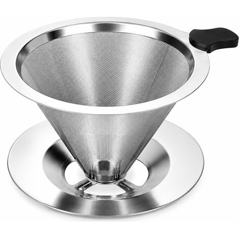 Filtre à Café Réutilisable en Acier Inoxydable, Porte-Filtre Sans Papier pour Café Filtre, Préparation Manuelle, Camping, Bureau et Cuisine, Cafetière Italienne et Machine à Expresso Domestique (1/5)