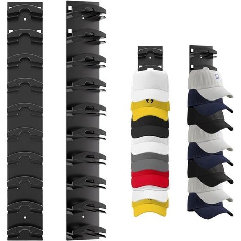 Lot de 2 supports adhésifs pour casquettes, fixation adhésive puissante, sans perçage, pour ranger les casquettes de baseball (1/4)