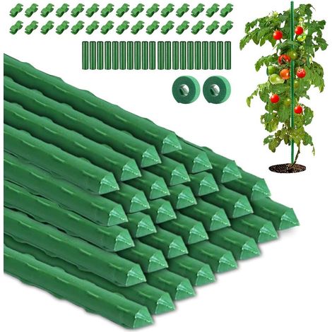 30 Tuteur, Acier Plastifié, 40cm, Connecteur, Clip, Jardin, Plantes Grimpantes