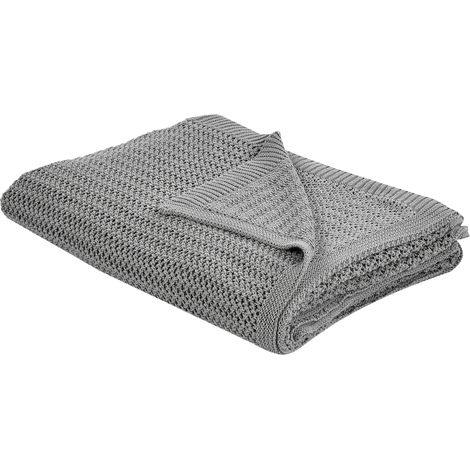 Couvre-lit Plaid Couverture en Coton 150 x 200 cm Décoratif Gris Ilen