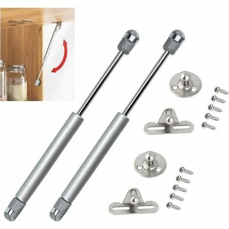 Ressorts à gaz en alliage de zinc et ABS durables et antirouille de 100 N avec 5 vis et un angle maximum de 100 degrés pour soulever les portes des armoires de cuisine. (1/5)