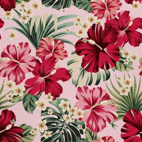 Tissu d'ameublement extérieur Oxford - Motif rose hibiscus (1/5)