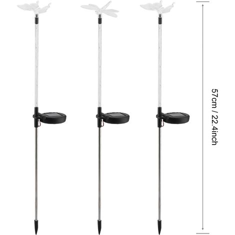 Lot de 3 lampes solaires LED colorées étanches à piquer pour pelouse, jardin et cour (1/5)