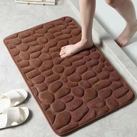 Tapis de bain en mousse à mémoire de forme couleur café 4060cm 1 pièce tapis de douche absorbant antidérapant salle de bain et salon (1/5)
