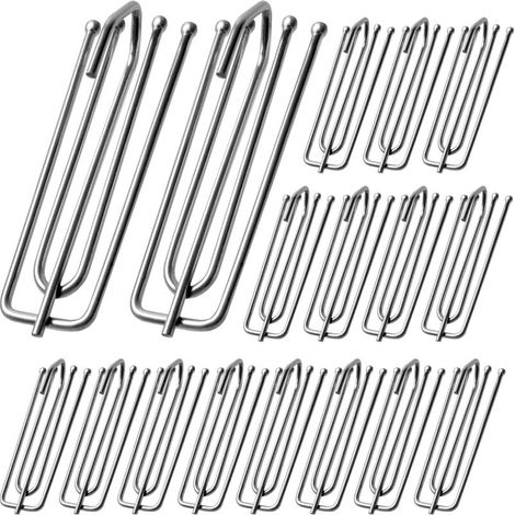Set mit 60 vierzackigen Gardinenhaken aus Edelstahl in Silber