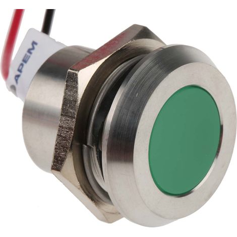 Voyant LED lumineux Vert RS PRO, dia. 22mm, 24V c.c., IP67 ( Prix pour 1 ) (1/3)