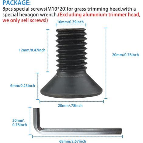 Tête de coupe en aluminium - Tête de coupe en nylon - Vis de tondeuse à gazon - Tête de débroussailleuse avec 1 clé (1/4)