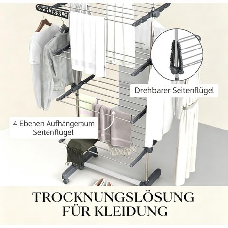 Séchoir à vêtements compact et repliable avec fixation murale intégrée, support solide et gain de place (1/5)