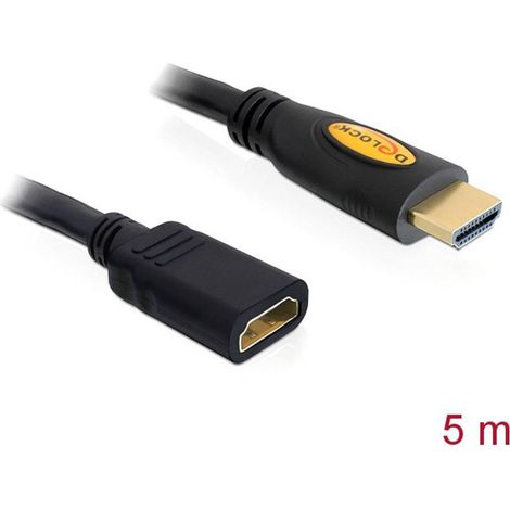 Delock HDMI Prolunga Spina HDMI-A, Presa HDMI-A 5.00 m Nero 83082 UHD 4K,, contatti connettore dorati Cavo HDMI