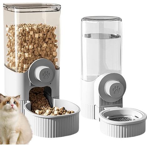 Automatischer Futterspender automatischer Katzennapf 520 ml Schwerkraft Wasserspender und 1 2 l automatischer Napf für Katzen und Hunde für Nass 1,2 l (1/5)