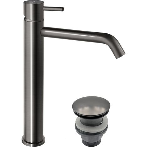 CIRICULUS XL Robinet mitigeur Haut pour vasque à poser + bonde gris brossé (1/5)