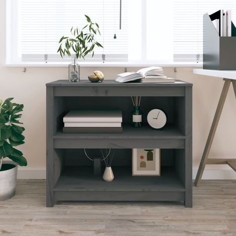Bibliothèque, Étagère de Rangement, Meuble pour Dossier, Armoire de Rangement Gris 80x35x68 cm Bois de pin massif AXZ63875 (1/5)