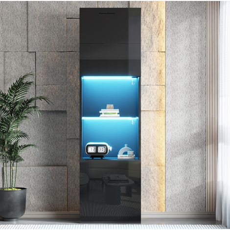 MEUBLIV Vitrine 45x35x160 cm Schwarz – LED, gehärtetes Glas, 1 Paket (1/5)