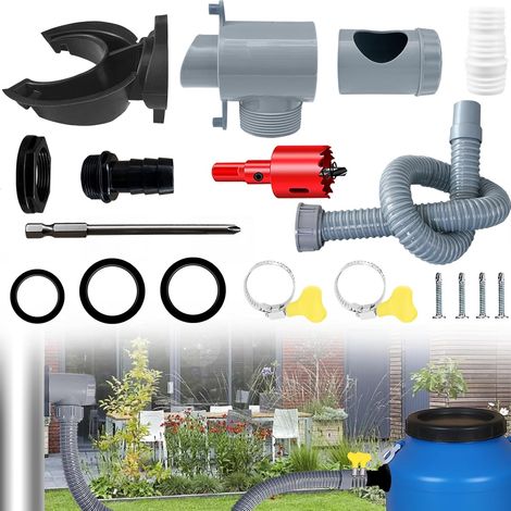 Recuperateur D Eau de Pluie pour Tuyau de Descente Ø 70-110mm, Récupérateur Eau de Pluie pour Toitures Jusqu'à 80 m², Collecteur Eau de Pluie, Récupérateur d'eau avec Accessoires de Montage (1/5)