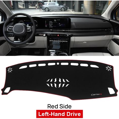 (Côté rouge, conduite à gauche) Pare-soleil pour tableau de bord, protection pour instruments, compatible avec Kia Carnival Sedona KA4 2020-2022-2023. Accessoires inclus. (1/5)
