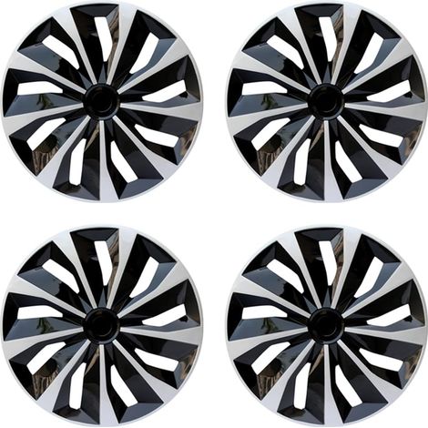 Convient pour les enjoliveurs de remplacement R15, couvre-jante en acier universel, matériau ABS, accessoires extérieurs pour voiture, camion, SUV - lot de 4 (15 pouces, argent-noir) (1/5)