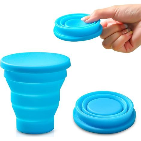 Tasse Pliable, Gobelet Retractable, Gobelet Pliable Avec Couvercle, Convient Pour L'eau, Les Jus, Le Camping, L'alpinisme, Le Pique-Nique, La Plage (Bleu) (1/5)