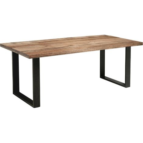 Mesa de comedor LODEN 200 cm – Tablero de madera maciza de mango y patas de metal negro