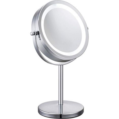 Miroir cosmétique avec lumière, miroir de maquillage, miroir de maquillage LED, grossissement HD x10, double face, réglable à 360 degrés (1 pièce) (1/5)