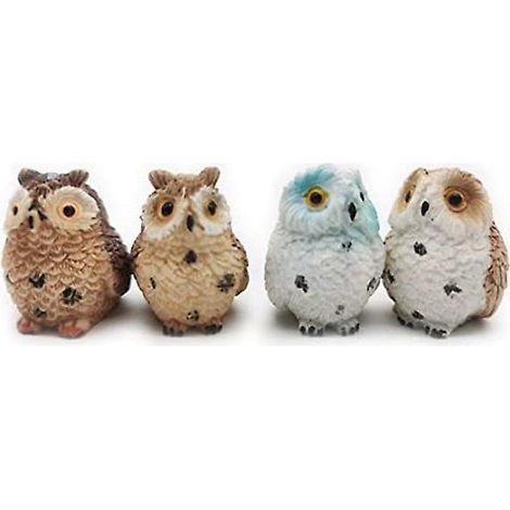 ornement De Jardin Hibou Miniature, 4 Pcs Hibou Rsine Figurine Artisanat, Hibou De Jardin Pots Fe Jardin Vase Dcor, Maison Jardin Extrieur Maison (1/5)
