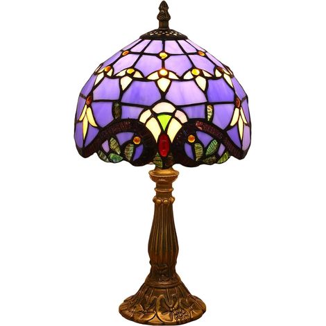 Tiffany-Lampe, Vintage-Retro-Tischlampe, farbiger Glasschirm, perfekt für Wohnzimmer, Schlafzimmer, Arbeitszimmer, Bücherregal, Büro, Nachttisch (1/4)