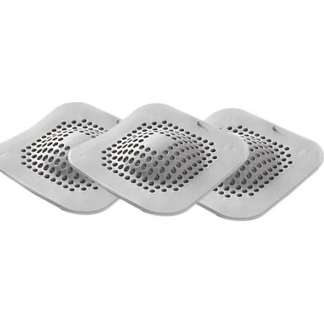 Bouchon de Drain - Couvercle de Drain Carré avec Ventouse - Pour Lavabo Douche Sol Carrelé - Lot de 3 Pièces
