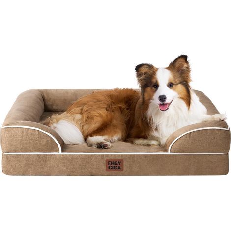 Hundebett orthopädisch Memoryfoam L 104 x B 69 x H 17 cm Kamel (1/5)