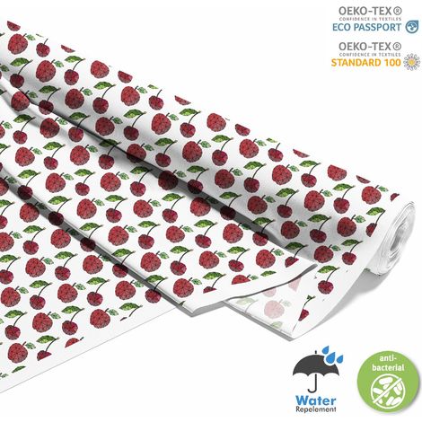 OUTDOOR DEKOSTOFFE OXFORD - Motiv geometrische Kirschen und Äpfel