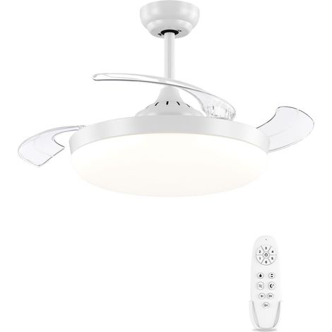 Invisible Ventilateur Plafond avec Lumière gradable LED 36W diamètre 107 cm 3 pales rétractables silencieux ventilateurs de plafond (1/5)