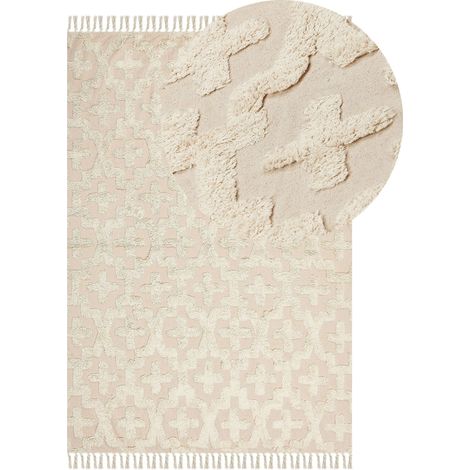 Teppich ITANAGAR Beige 140 x 200 cm Baumwolle