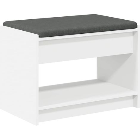 Banc d'entrée Blanc 63 x 38 x 45 cm Bois Ingénierie et Tissu