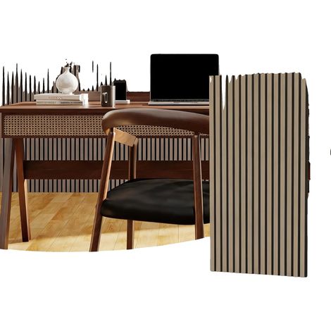 Paneles acústicos 3D, madera MDF y fibra de poliéster, 120 cm x 60 cm, aptos para paredes y techos, juego de 4 paneles, diseño de interiores moderno. (1/5)
