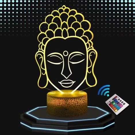 Lampe de chevet 3D LED Bouddha Zen, veilleuse tactile avec changement de couleurs, éclairage d’ambiance pour bureau et chambre (1/4)