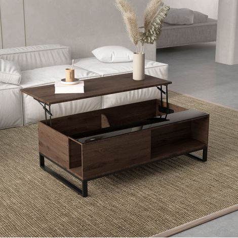 Mesa centro elevable con almacenaje 102x58 cm OKMYHOME (1/4)