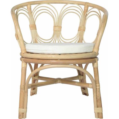 Maison Exclusive - Sedia da Pranzo con Cuscino in Rattan Naturale e Lino