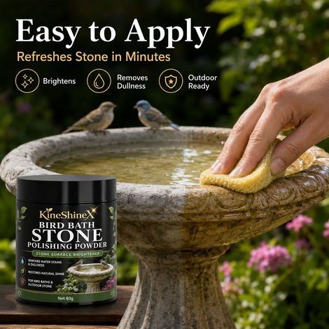KineShineX Bird Bath Tub Stone Polishing Powder entfernt Wasserflecken und Mattheit und stellt den natürlichen Glanz des Steins wieder her. (1/4)
