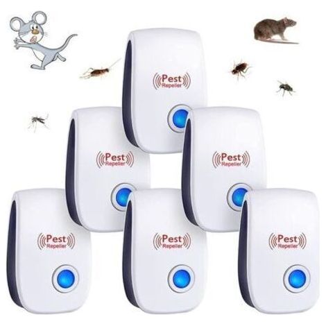 FENOPLASTICA6pcs Répulsif à Ultrason Antiparasitaire, Intérieur, Appareil Anti Moustique/Souris/Cafards/Rongeurs/Fourmis/Araignées/Insectes AIPERQ (1/4)
