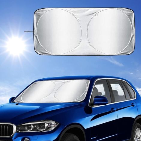 Pare-Soleil de Pare-Brise de Voiture,Pare Soleil Visière de Pare-Brise Avant de Couverture Pliable,Anti UV Réfléchissant Protecteur,Parasol Bloc Contre Les Rayons Véhicules,150x70cm (1/4)