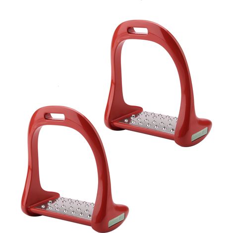 Étrier d'équitation en acier inoxydable antidérapant, selle en aluminium peinte en rouge (1/5)